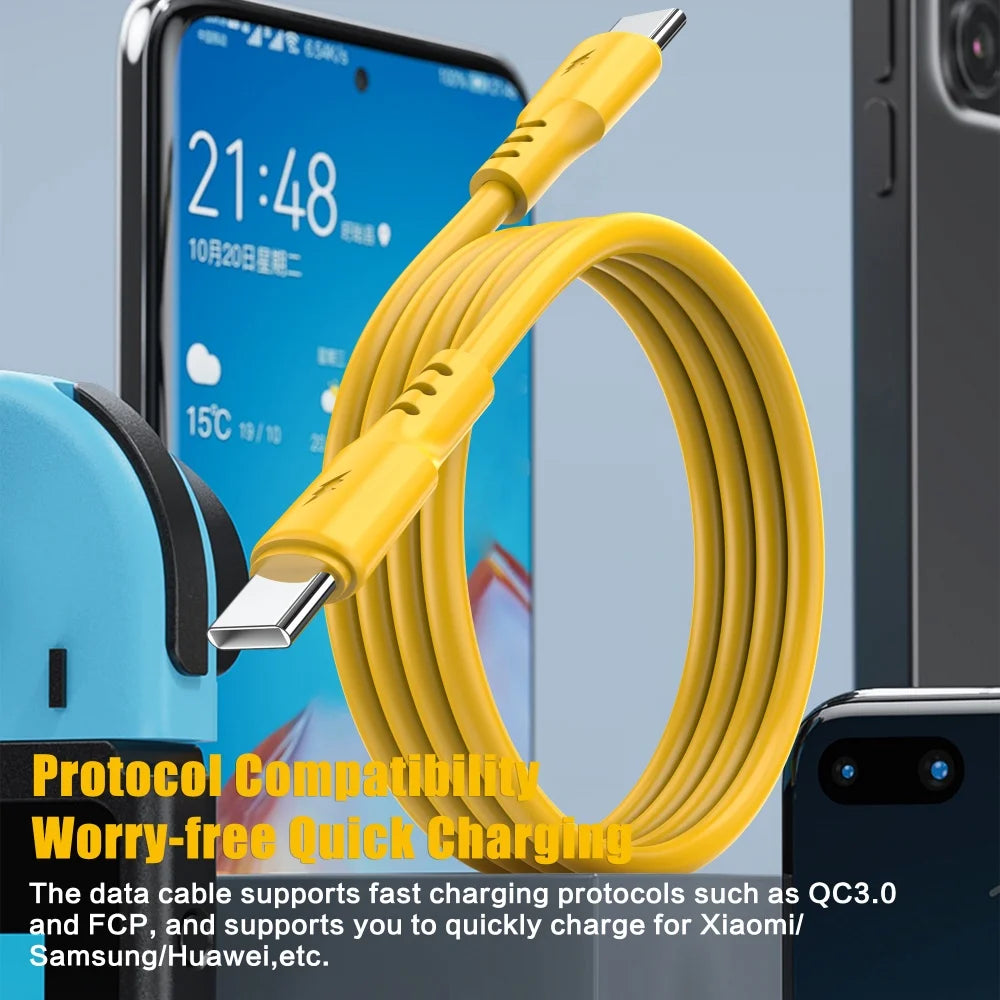 20W USB-C to USB-C Fast Charging Cable | 0.3m & 1.5m Yellow