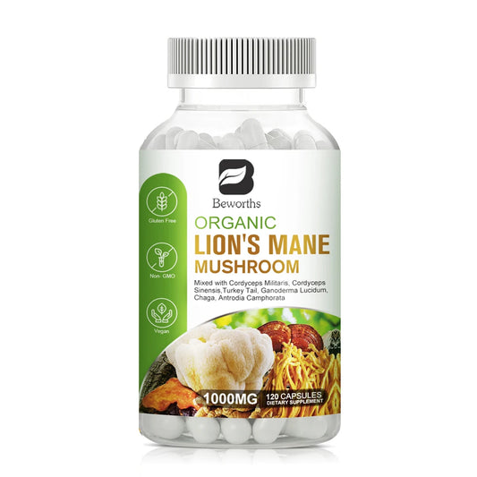 Lion’s Mane & 10-Mushroom Complex – Brain & Immune Support Peaceful Pleasures Health and Wellness 120pcs 2bottles United States