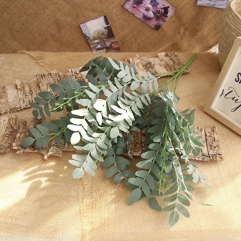 Silk Artificial Willow Bouquet | Fake Green Leaves for Home & Wedding