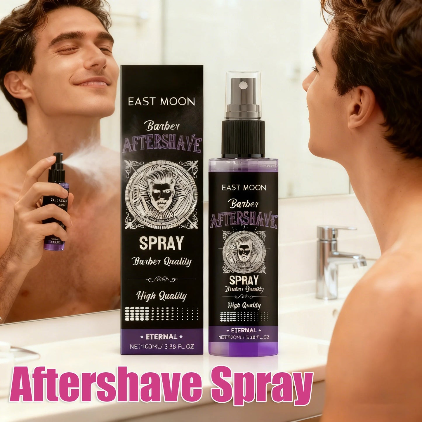 Men's Moisturizing Aftershave Spray – Hyaluronic Acid & Aloe Peaceful Pleasures Health and Wellness 100ml Boxed X 3PCS
