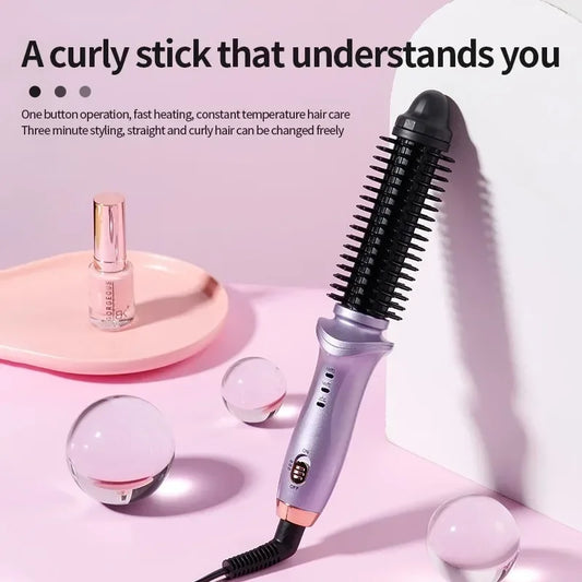 2-in-1 Mini Hair Straightener & Curler Brush | Travel Styler Hair Styler Brush Peaceful Pleasures Health and Wellness