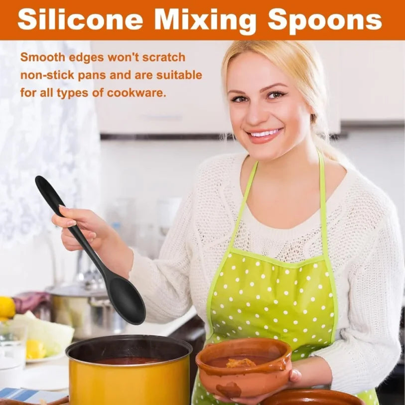 Food Grade Silicone Soup Spoon – Long Handle, Heat Resistant