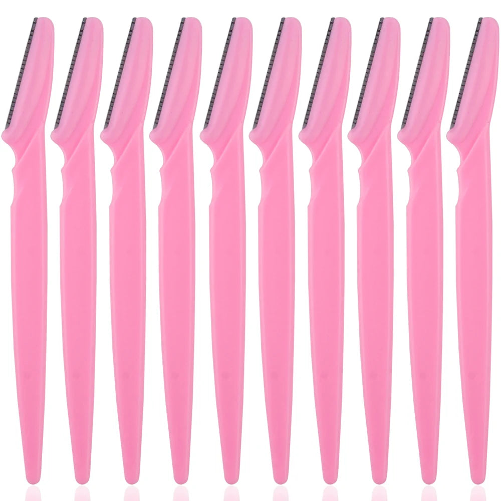 3/4/10Pcs Eyebrow Trimmer Blade Shaver Portable Face Razor Eye Brow Epilation Hair Removal Cutters Safety Razor Woman Makeup Peaceful Pleasures Health and Wellness 10Pcs Pink