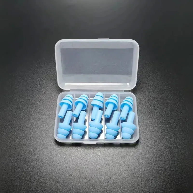 Silicone Comfortable Earplugs 5 Pairs Per Box Noise-proof Suitable for Swimming and Sleep Protection Peaceful Pleasures Health and Wellness Light blue