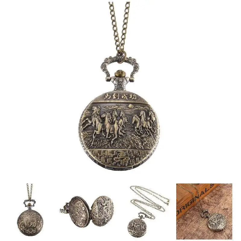 Vintage Quartz Pocket Watch with Chain | Personalized Gift