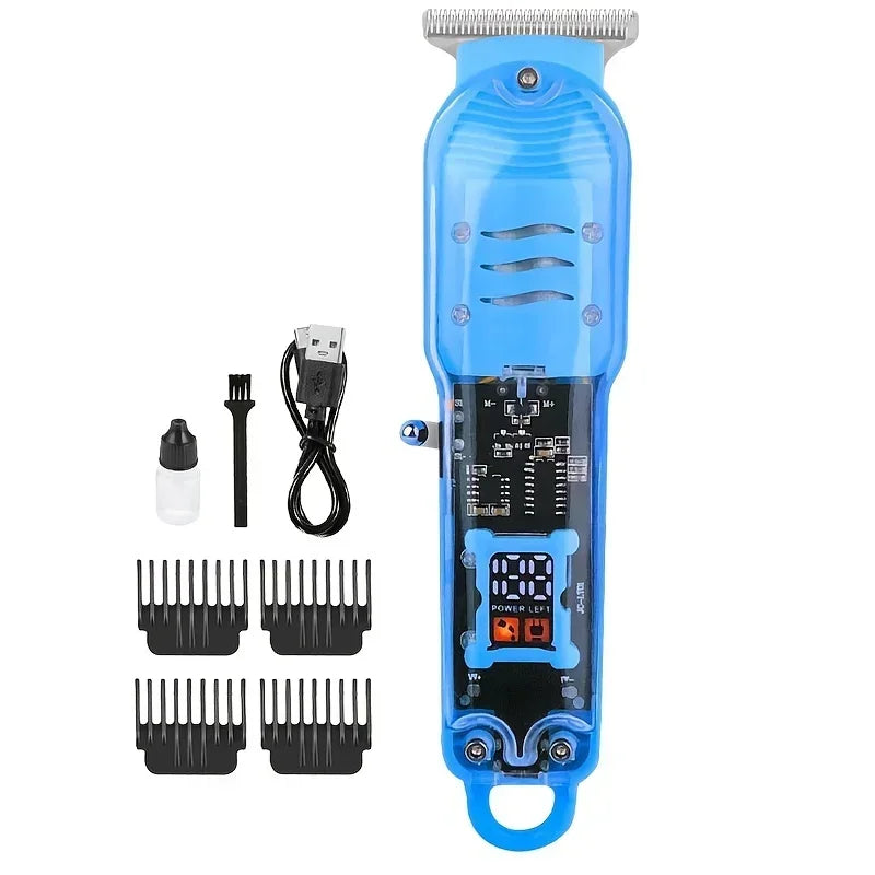 Transparent Electric Hair Clipper USB Rechargeable Men's Trimmer
