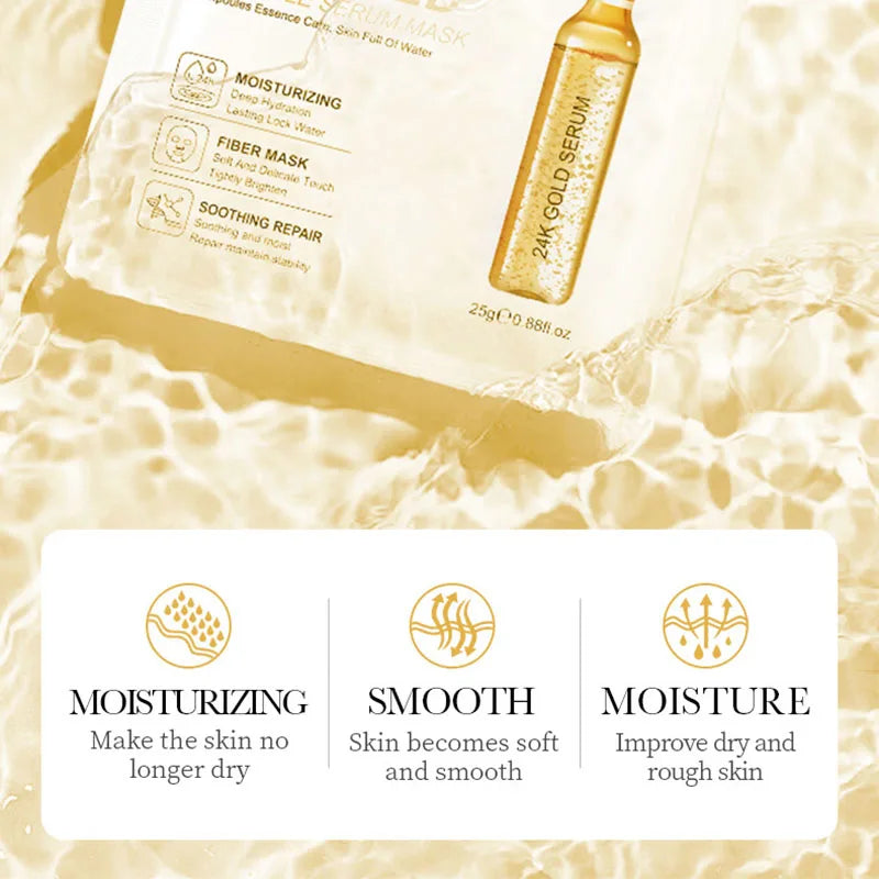 24K Gold Hyaluronic Acid Face Mask – Firming & Brightening Gold Sheet Face Mask Peaceful Pleasures Health and Wellness