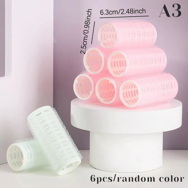6-Piece Self Grip Heatless Hair Roller Set – Multi-Size Curlers