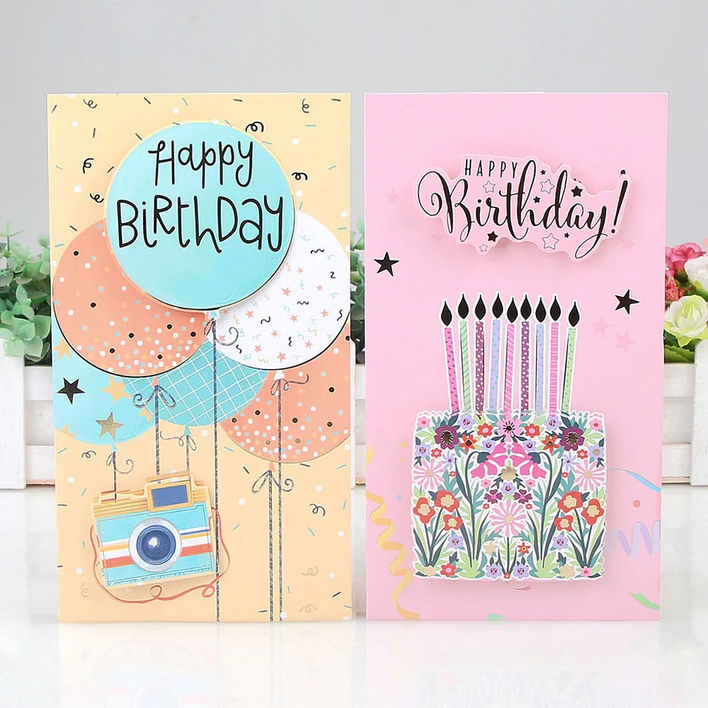 8 Sheets Birthday 3D Student Greeting Card Stamping Wishes Message