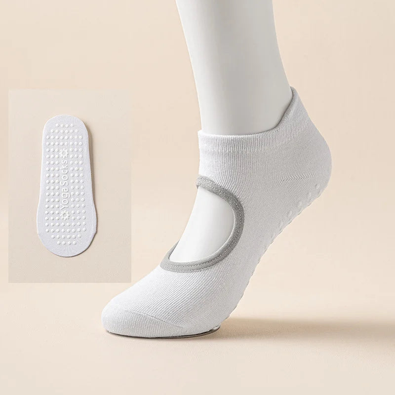 Professional Yoga Socks for Women, Anti Slip Pilates Beginners, Indoor Use Floor Exercise Socks, Cross Straps Yoga Fitness Socks Peaceful Pleasures Health and Wellness 1pair 1