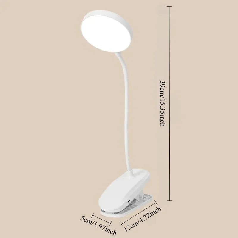 RTONTR LED Clip Desk Lamp | Rechargeable Dimmable Gooseneck