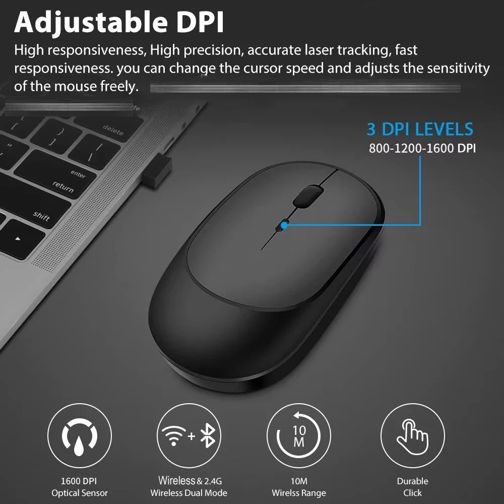 Rechargeable Wireless Mouse – Bluetooth & 2.4G Dual Mode