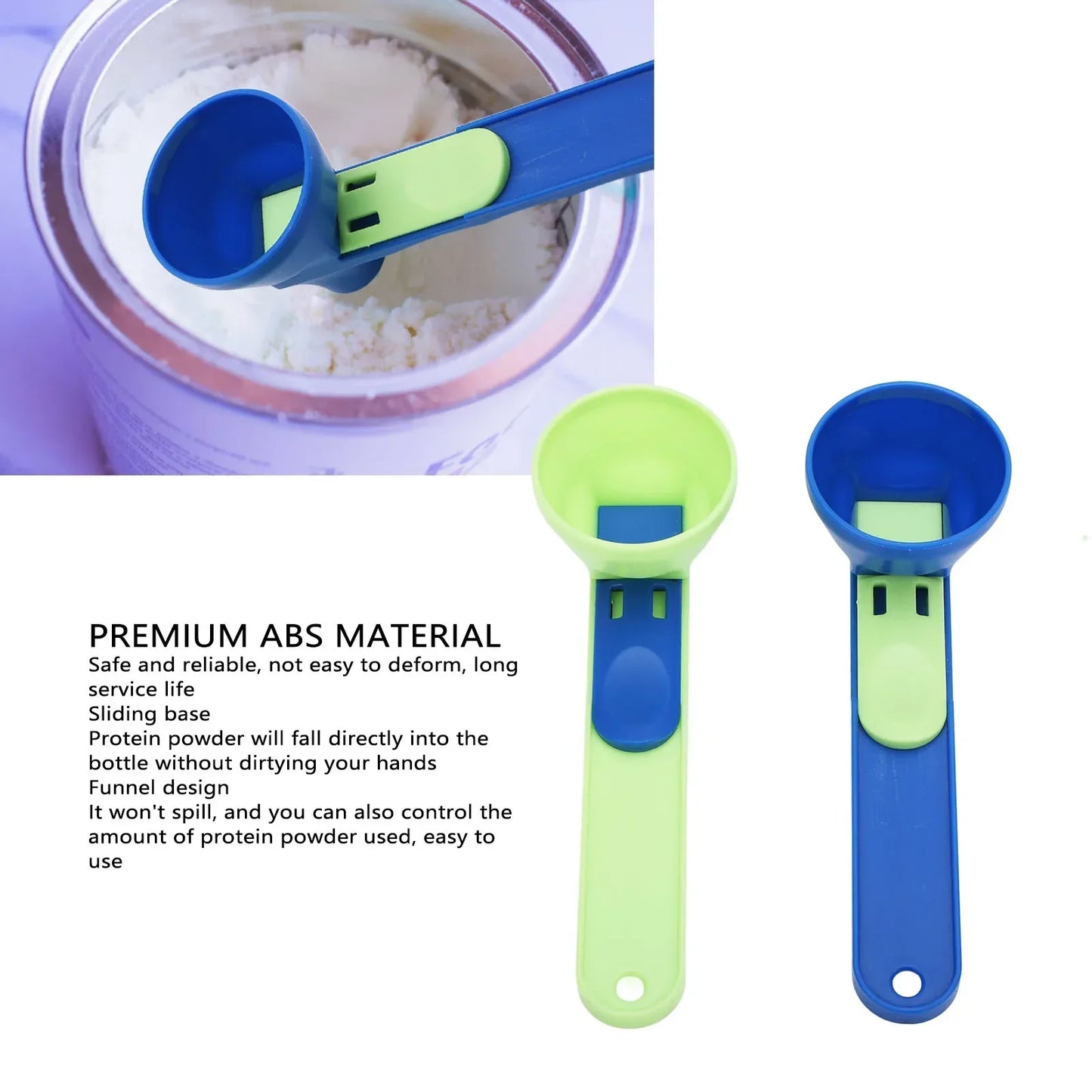 Protein Powder Funnel Scoop ABS Spill Proof Sliding Spoon Coffee