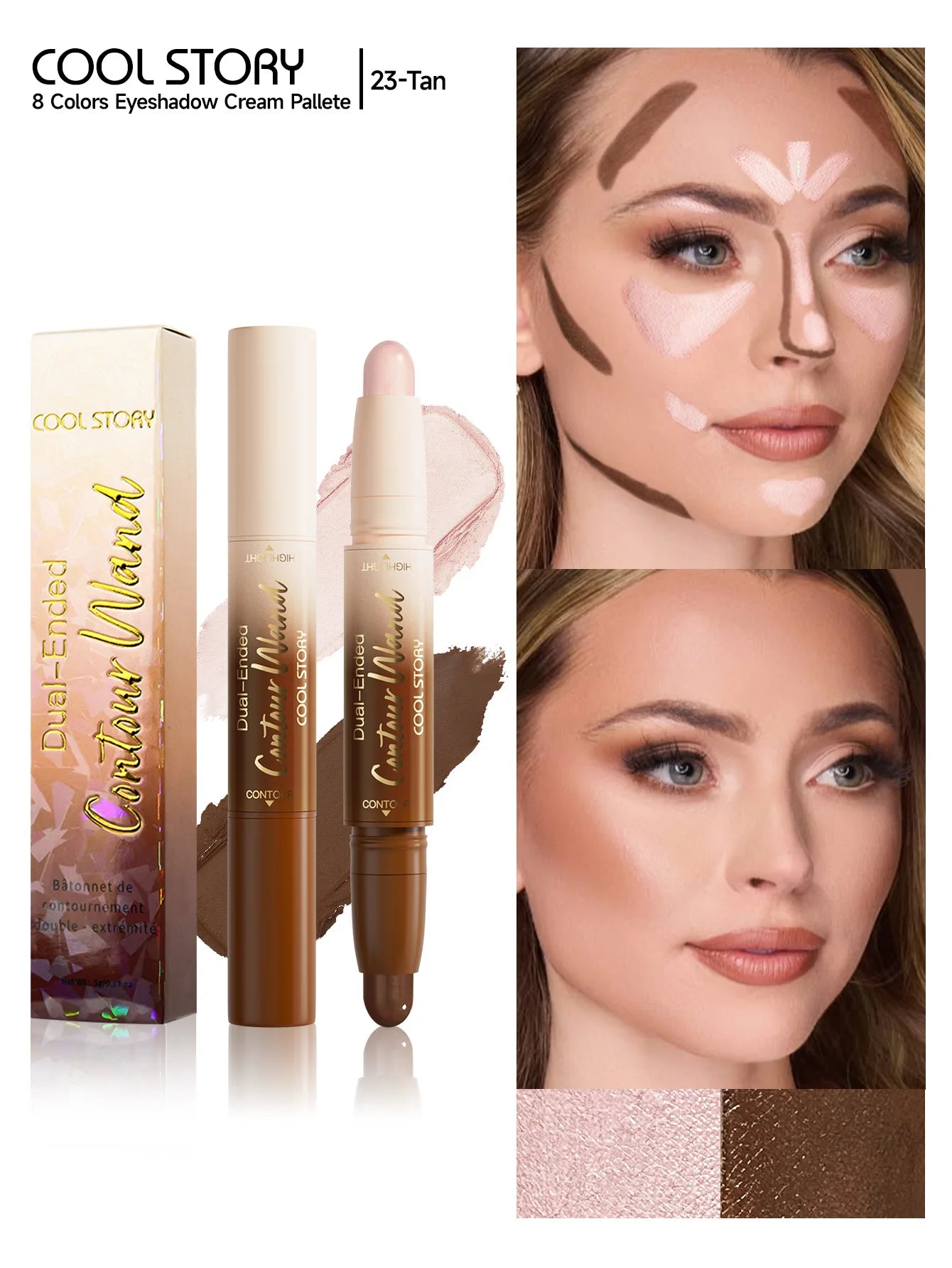 2-in-1 Glitter Highlighter & Contour Stick | Long-Lasting Makeup