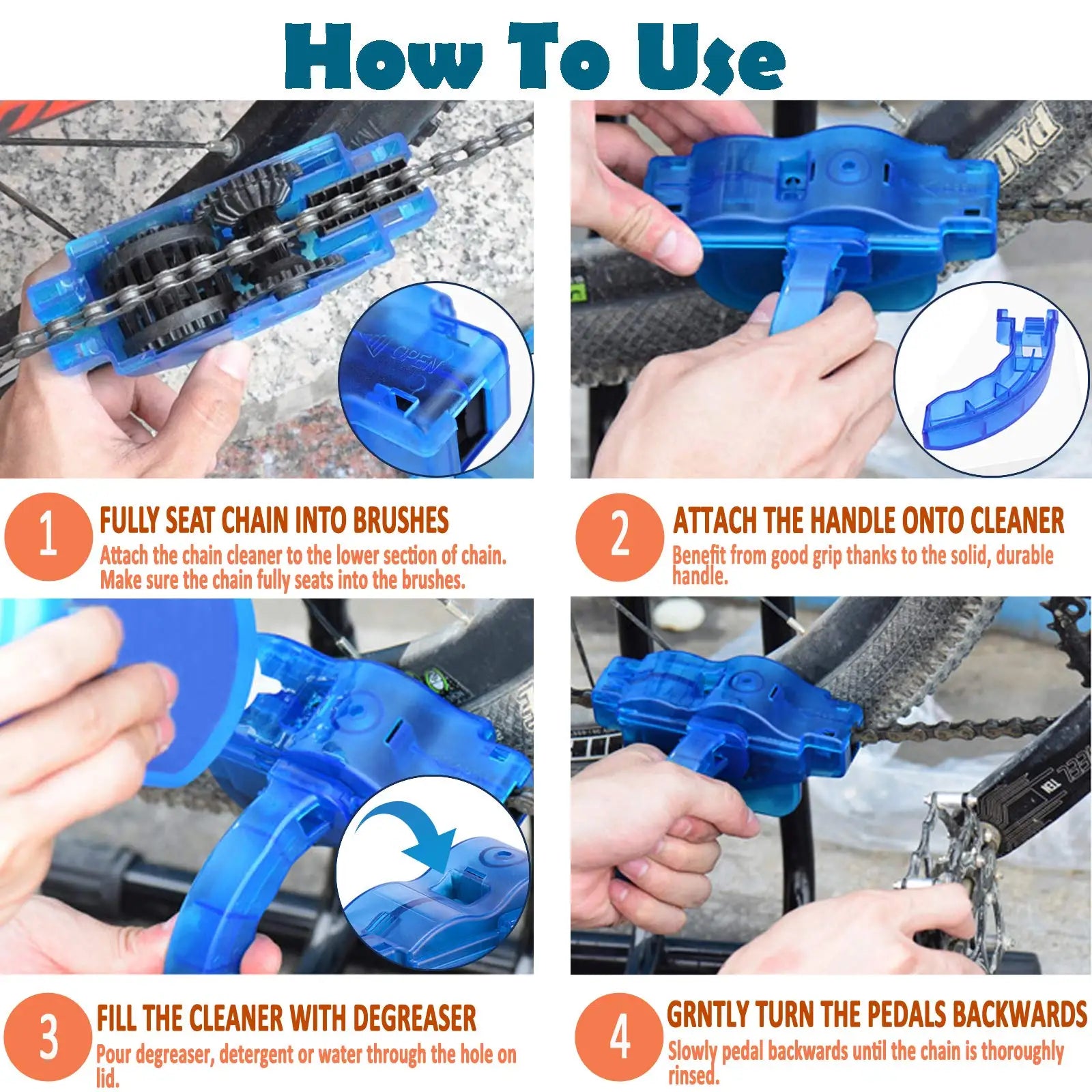 Bike Chain Cleaner, Bike Cleaning Kit, Chain Cleaner for Cycling, Suitable for Mountain Bike, Road Bike, BMX for Drivetrain Peaceful Pleasures Health and Wellness
