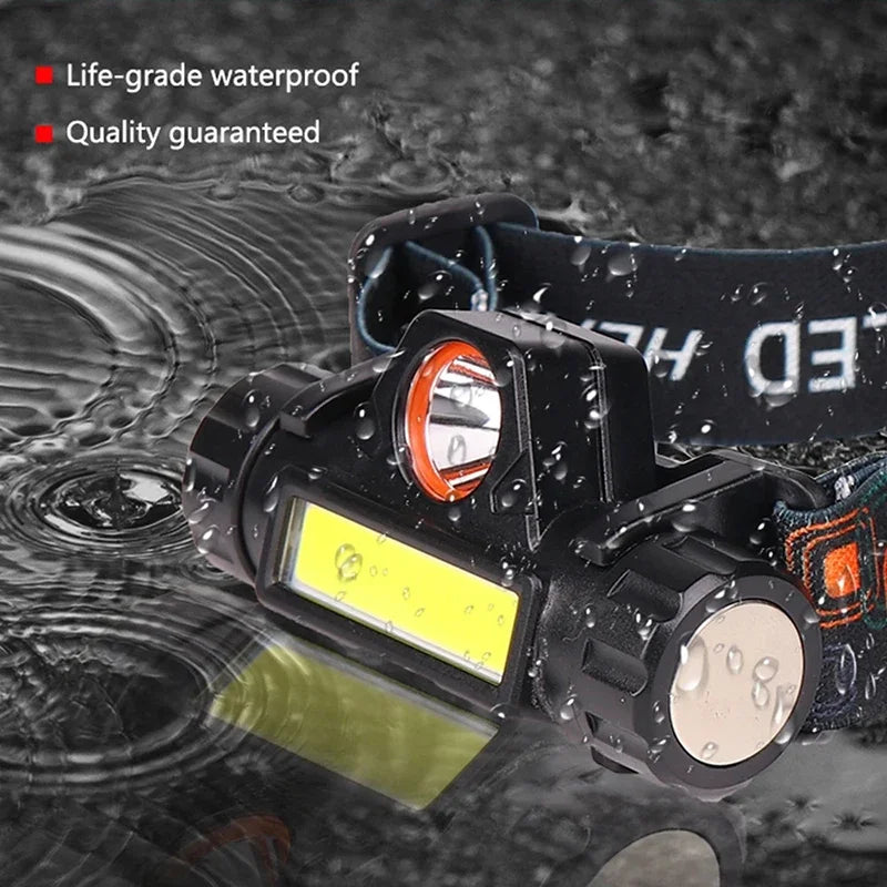 Rechargeable LED Headlamp XPE COB Dual Light Waterproof Magnetic
