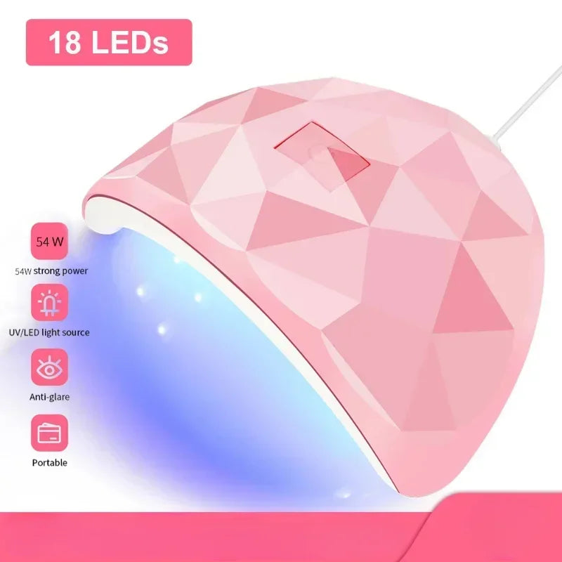 54W UV LED Gel Nail Lamp – 18 LEDs USB Nail Polish Dryer UV Nail Curing Lamp Peaceful Pleasures Health and Wellness