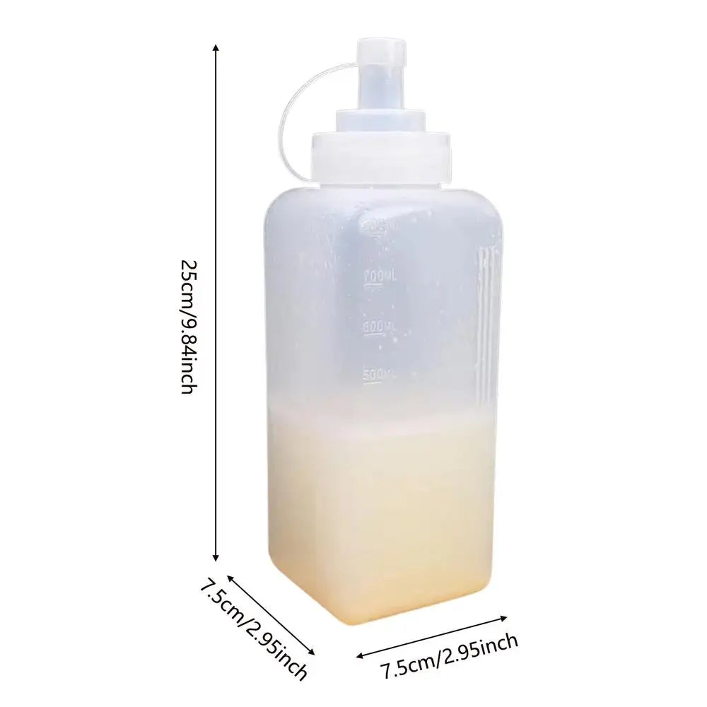 Large Squeeze Condiment Bottle with Nozzle Dispenser & Scale