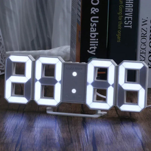 3D LED Digital Clock Decor Wall Decoration Glow Night Mode Decoration for Bedroom Adjustable Electronic Watch Clocks Watches Peaceful Pleasures Health and Wellness