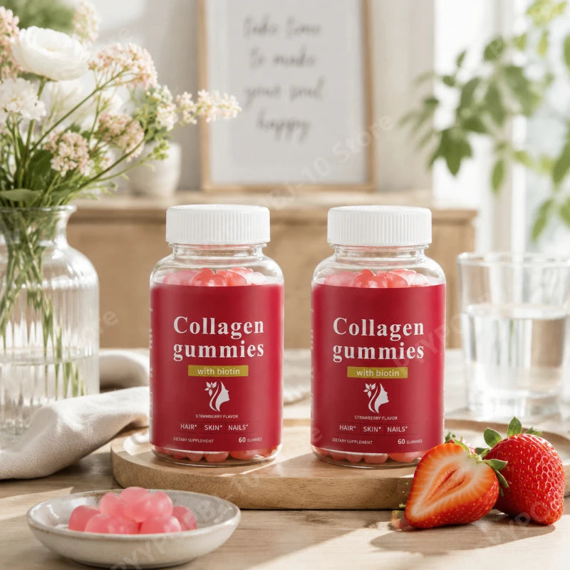 Collagen Gummies with Biotin Strawberry 2500mg | 60 Count