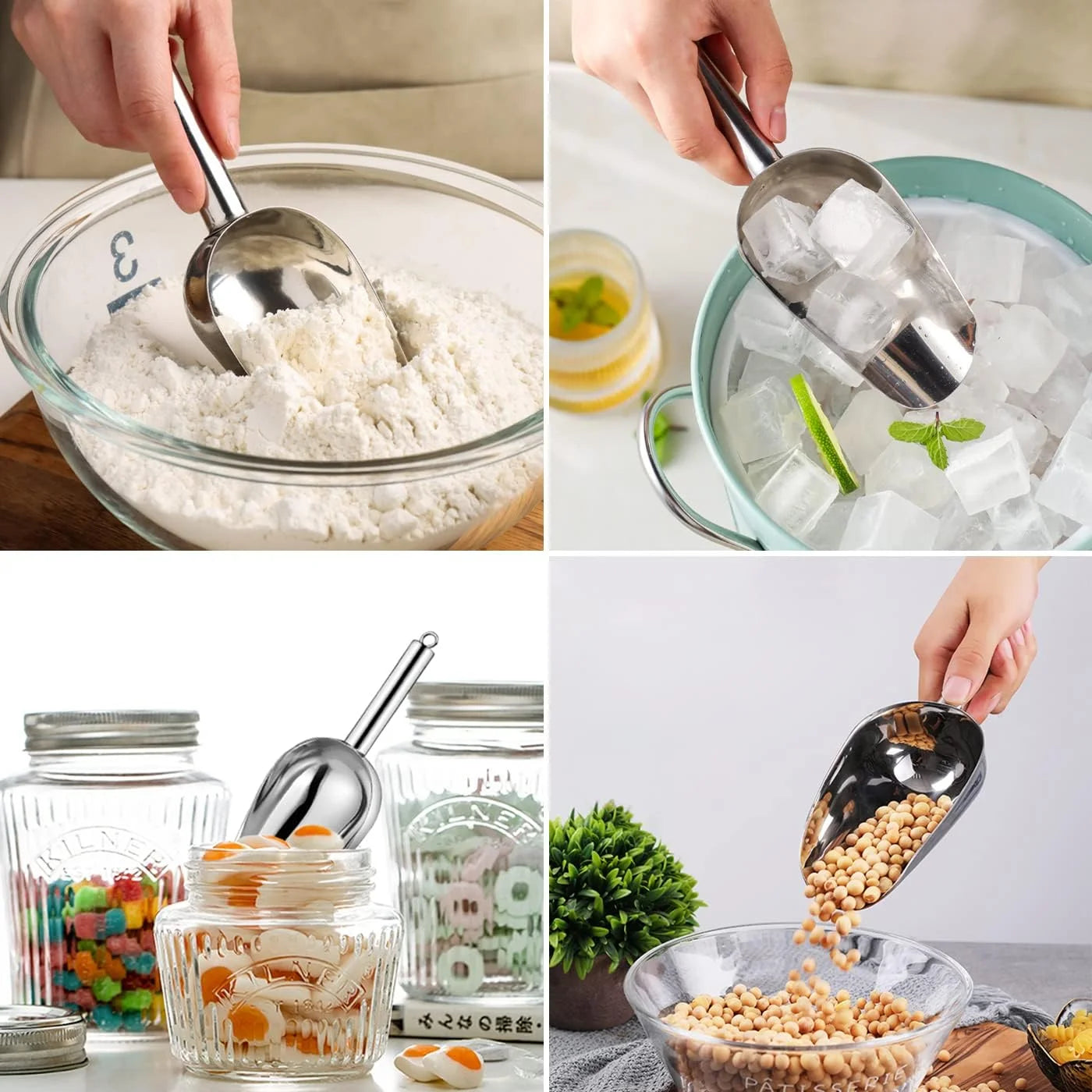 Multi functional metal ice spoon - ice bucket stainless steel small ice spoon - kitchen small tool biscuit flour pet dog food sp Peaceful Pleasures Health and Wellness