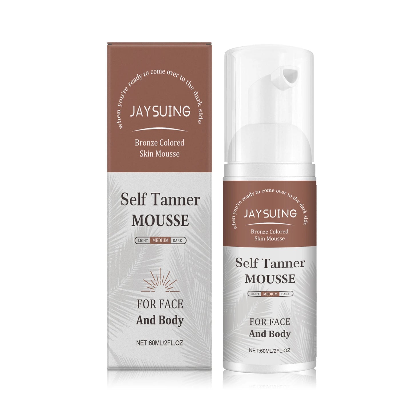 Self Tanner Mousse Natural Organic Sunless Tanning Foam for Dark Fake Tan Face Body Fast-Absorbing Moisturizing Tan Boosting Oil Peaceful Pleasures Health and Wellness 60ml Boxed