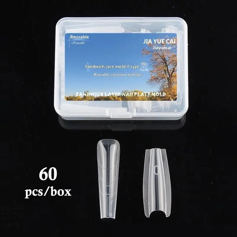 Sandwich Dual Nail Forms 60pcs – 15 Sizes, Top & Bottom Molds