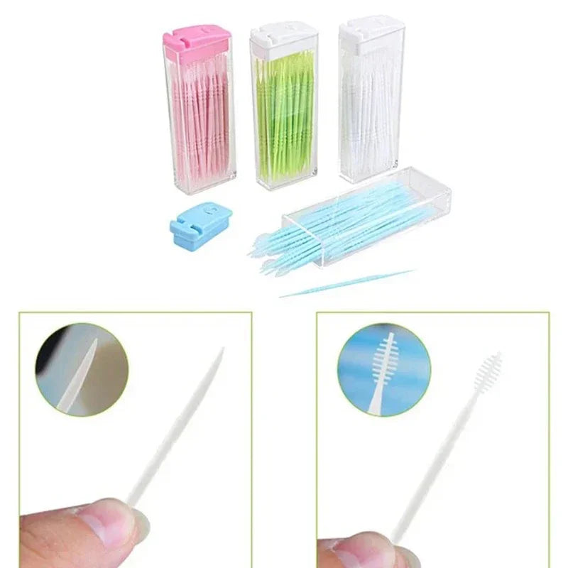 50-Pc Fish Bone Disposable Plastic Interdental Toothpicks Interdental Toothpick Peaceful Pleasures Health and Wellness