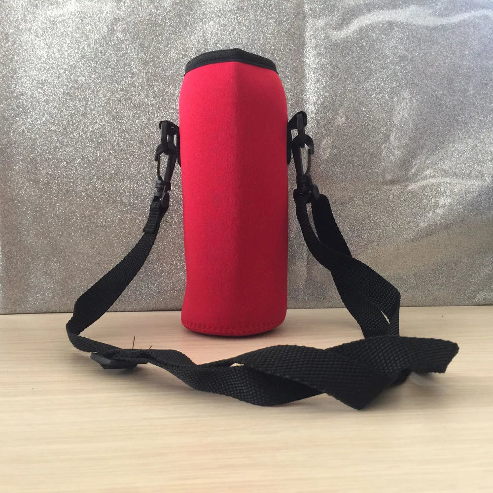 Insulated Neoprene Water Bottle Carrier Bag & Shoulder Strap 1L