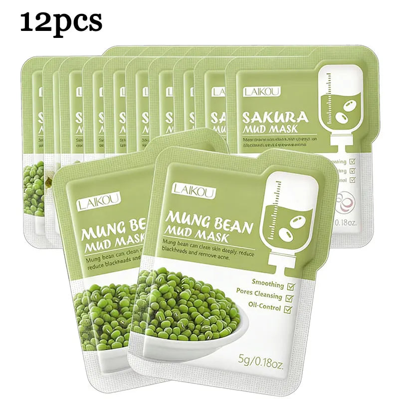 Sakura Volcanic Mud Face Mask Set 12pc – Brightening Clay Mask