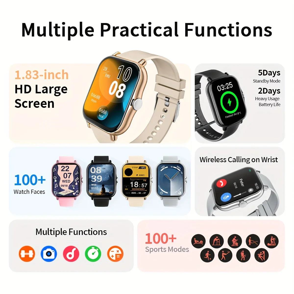 ERUN 1.83" Smart Watch – Calls, Fitness & Sleep Tracker