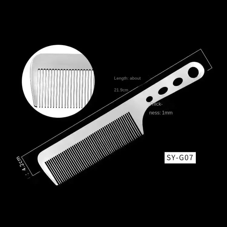 1PC Titanium Steel Comb Professional Salon Hair Hairdressing Anti-static Barbers Comb Ultra Thin Hair Brush for Men Peaceful Pleasures Health and Wellness G-07