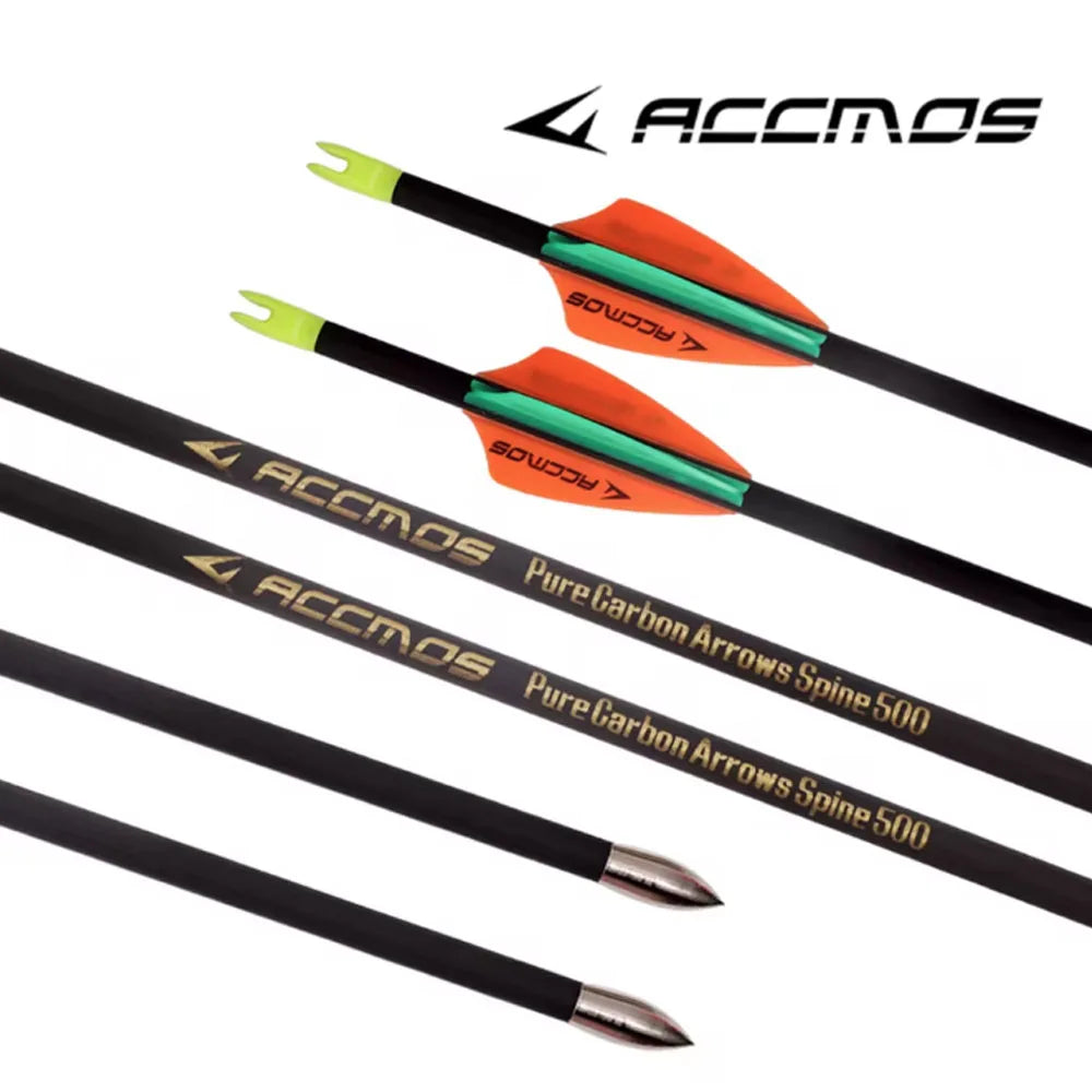 6 12 Arrow Pure Carbon ID4 Spine 300 1500 Shaft Bow Shooting Archery