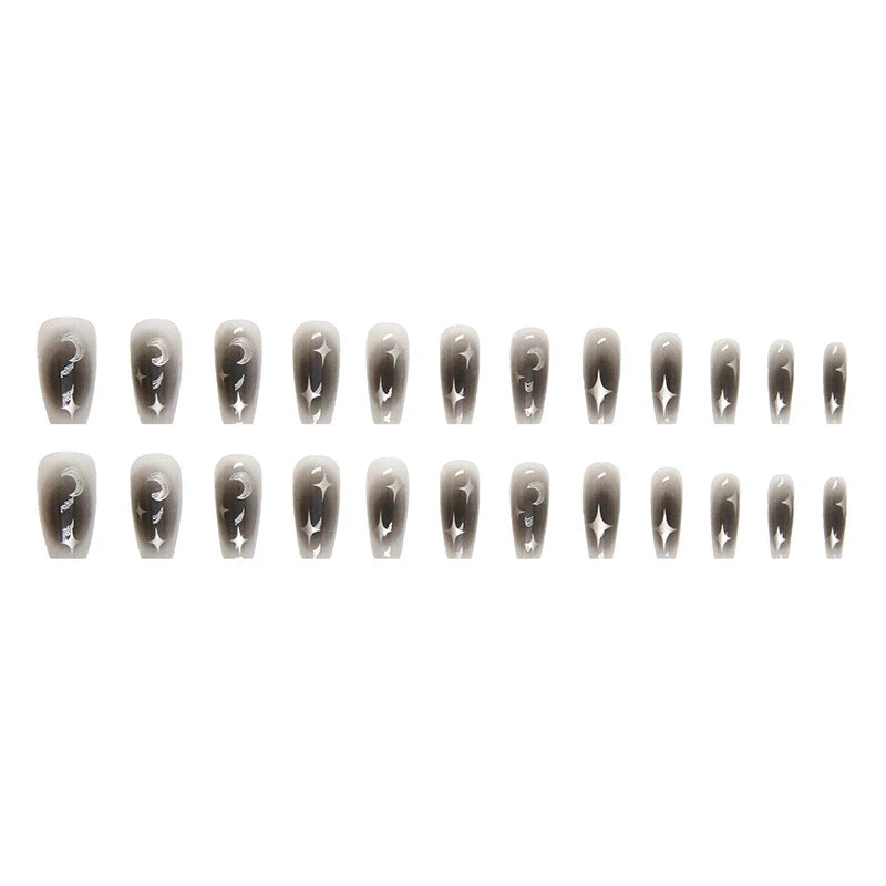 Y2k Fake Black Nail Long Ballet Reusable Adhesive Acrylic Press On Set Nails Dark Artificial False Nails Arts 24pcs Peaceful Pleasures Health and Wellness