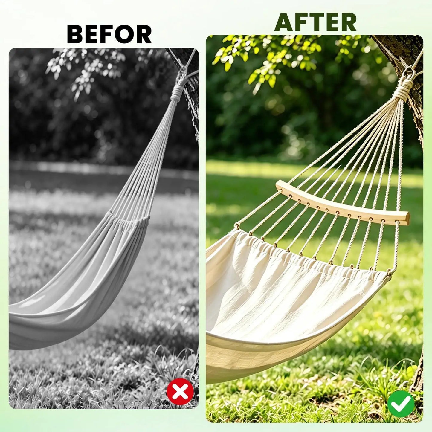 Wooden Hammock Spreader Bar Set – 2 Piece Portable Detachable