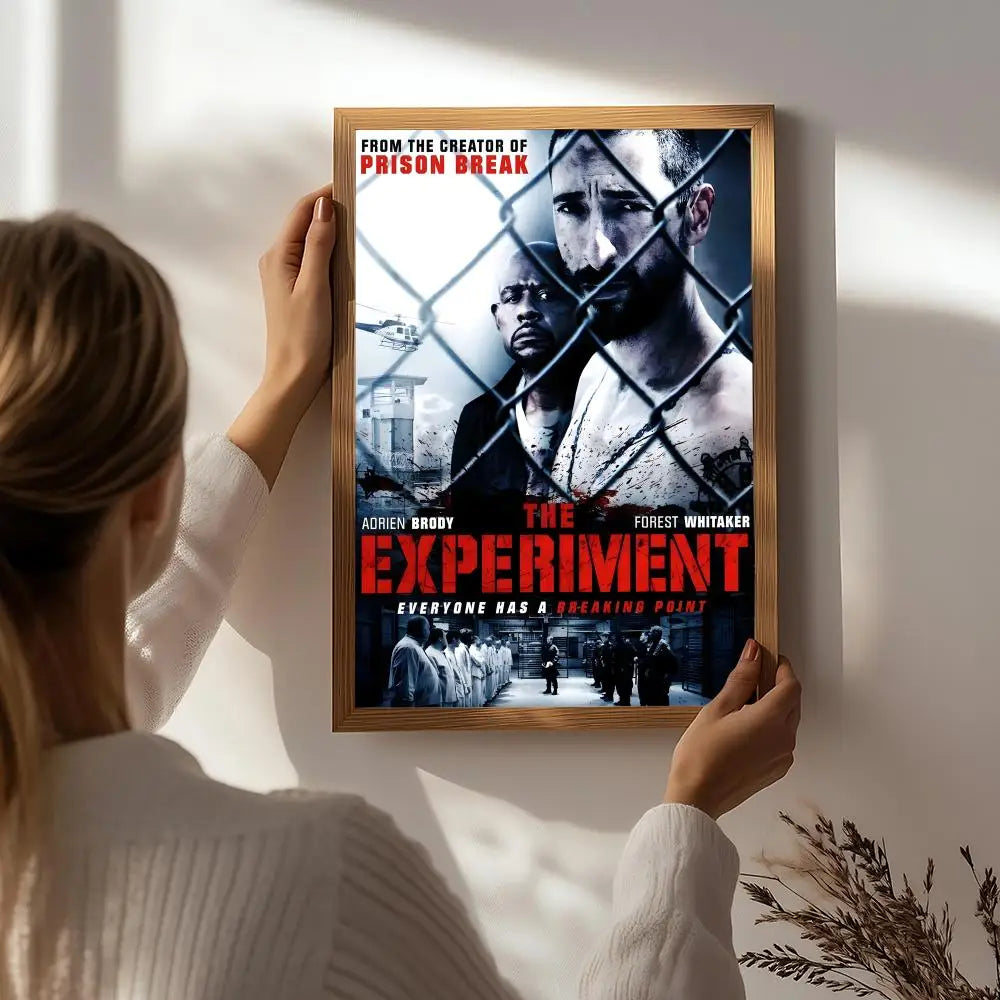 Movie T-The Experiment Poster HD Self Adhesive Waterproof Wall Art Ideal for Home Office Dorm Bedroom Great Gift Peaceful Pleasures Health and Wellness White7 15X20cmNoframe