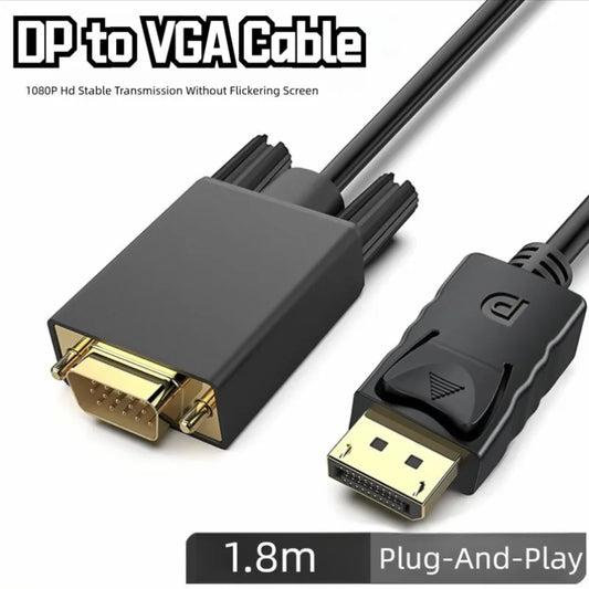 DisplayPort to VGA Cable DisplayPort to VGA Adapter Conversion HD Video Cable For TV Monitor Laptop Computer Projector 1080P Peaceful Pleasures Health and Wellness