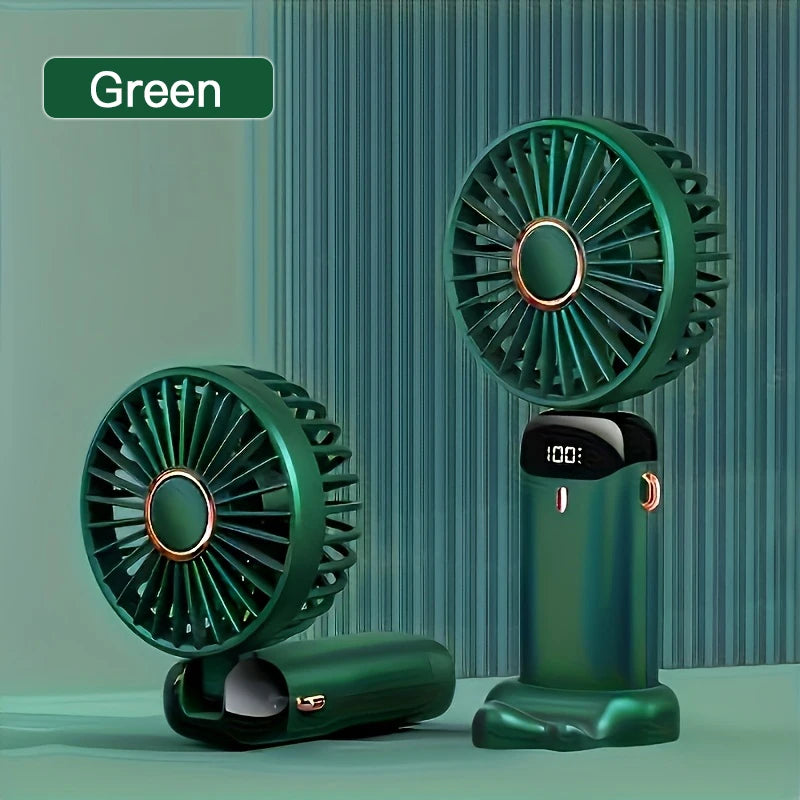 Portable Mini Fan – 6-Speed USB Rechargeable Foldable LED Fan