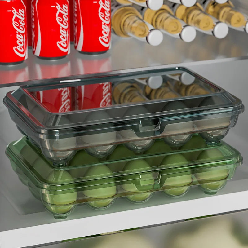 Stackable Egg Storage Box with Lid – 10 & 15 Grid Egg Tray