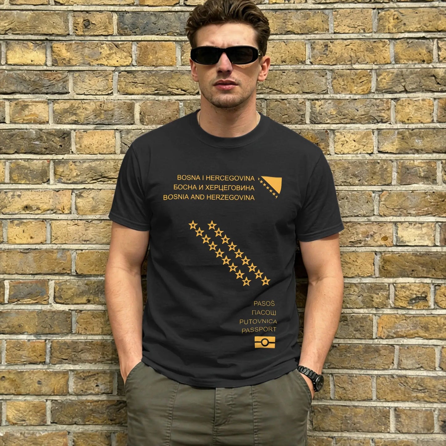 Bosnia & Herzegovina Flag Men's Vintage Cotton T-Shirt