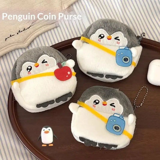 Fluffy Plush Penguin Coin Purse – Cute Mini Keychain Wallet Plush Coin Purse Oasis Select