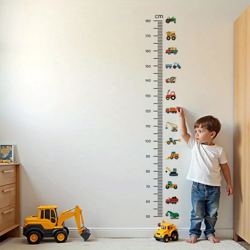 Construction Crane Kids Height Ruler Wall Sticker | Boys Gift