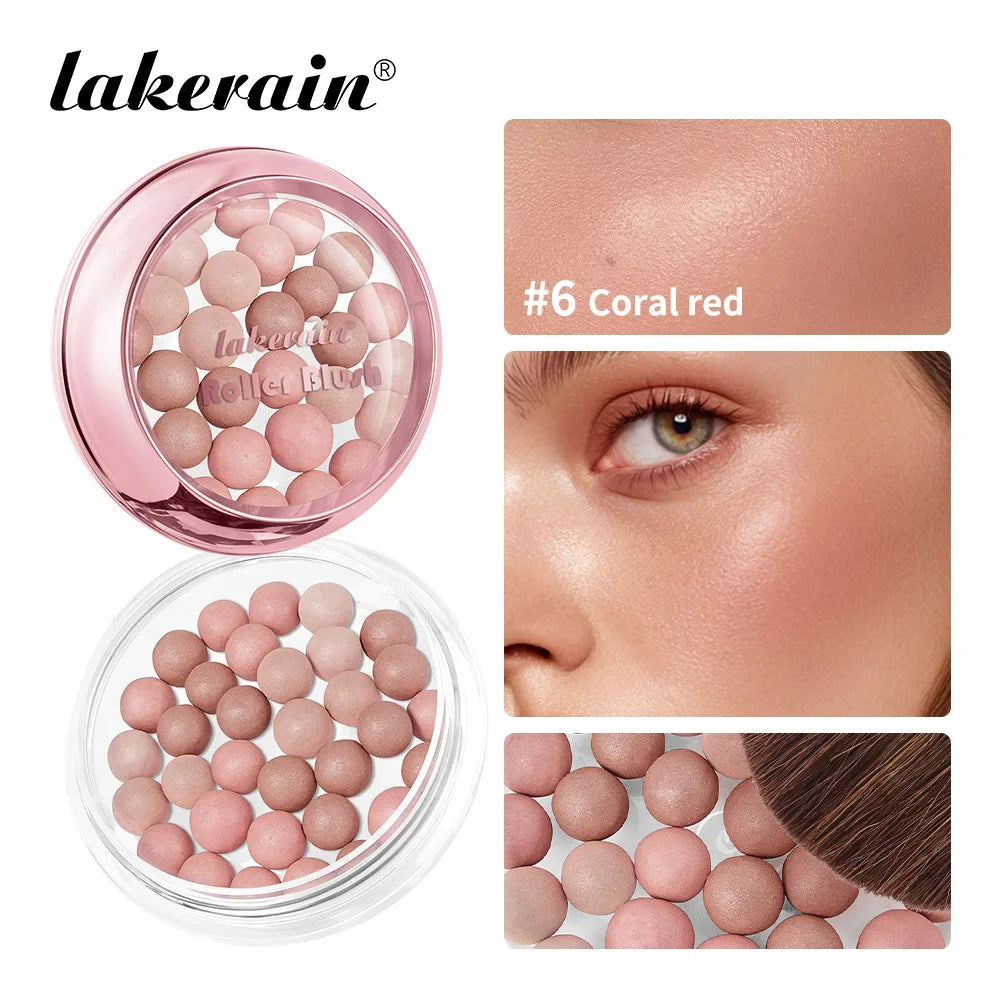 Lakerain Roller Blush – Shimmer Spherical Powder Beads Blusher