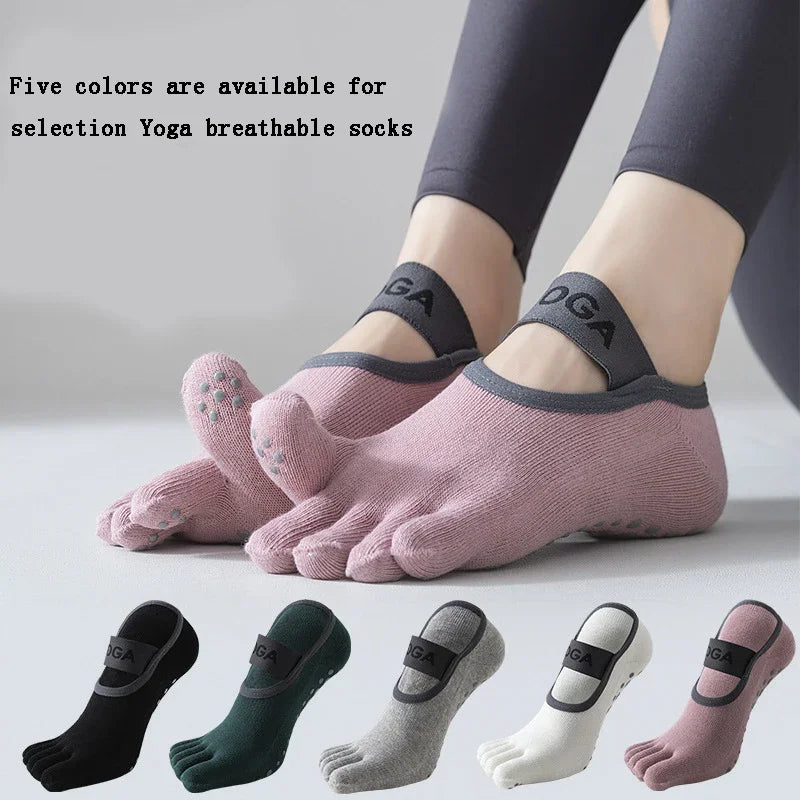 Anti-slip Cotton Sweat-absorbing and Wear-resistant Five-finger Floor Socks Women's Dance Practice Socks Pilates Socks Peaceful Pleasures Health and Wellness