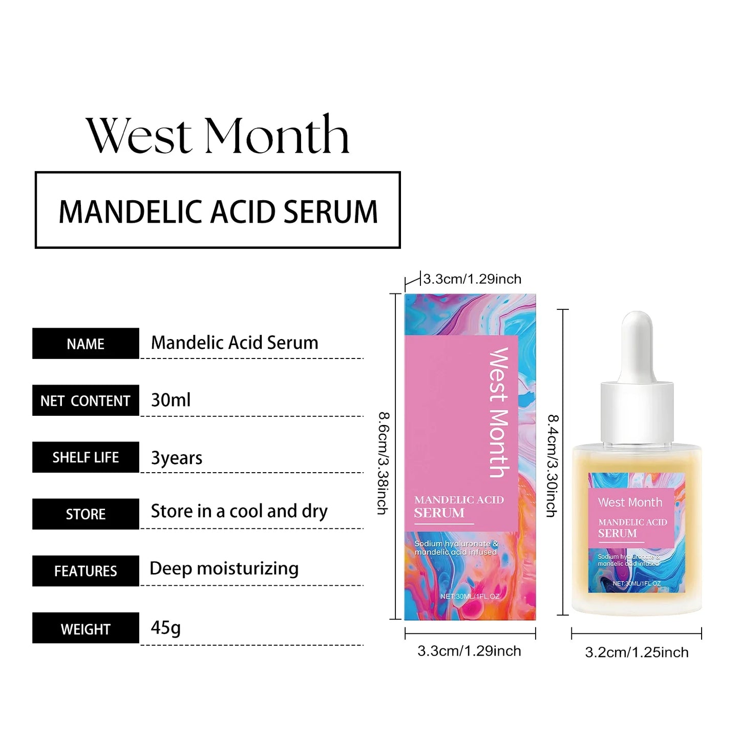 West Month Mandelic Acid Face Serum – Exfoliate & Glow 1 OZ