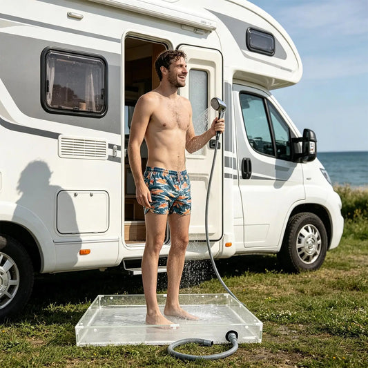 Foldable Portable Shower Pan Non-Slip Compact Shower Base For RV Motorhome Outdoor Indoor Camping Hiking Trailer Tent Car rv Peaceful Pleasures Health and Wellness