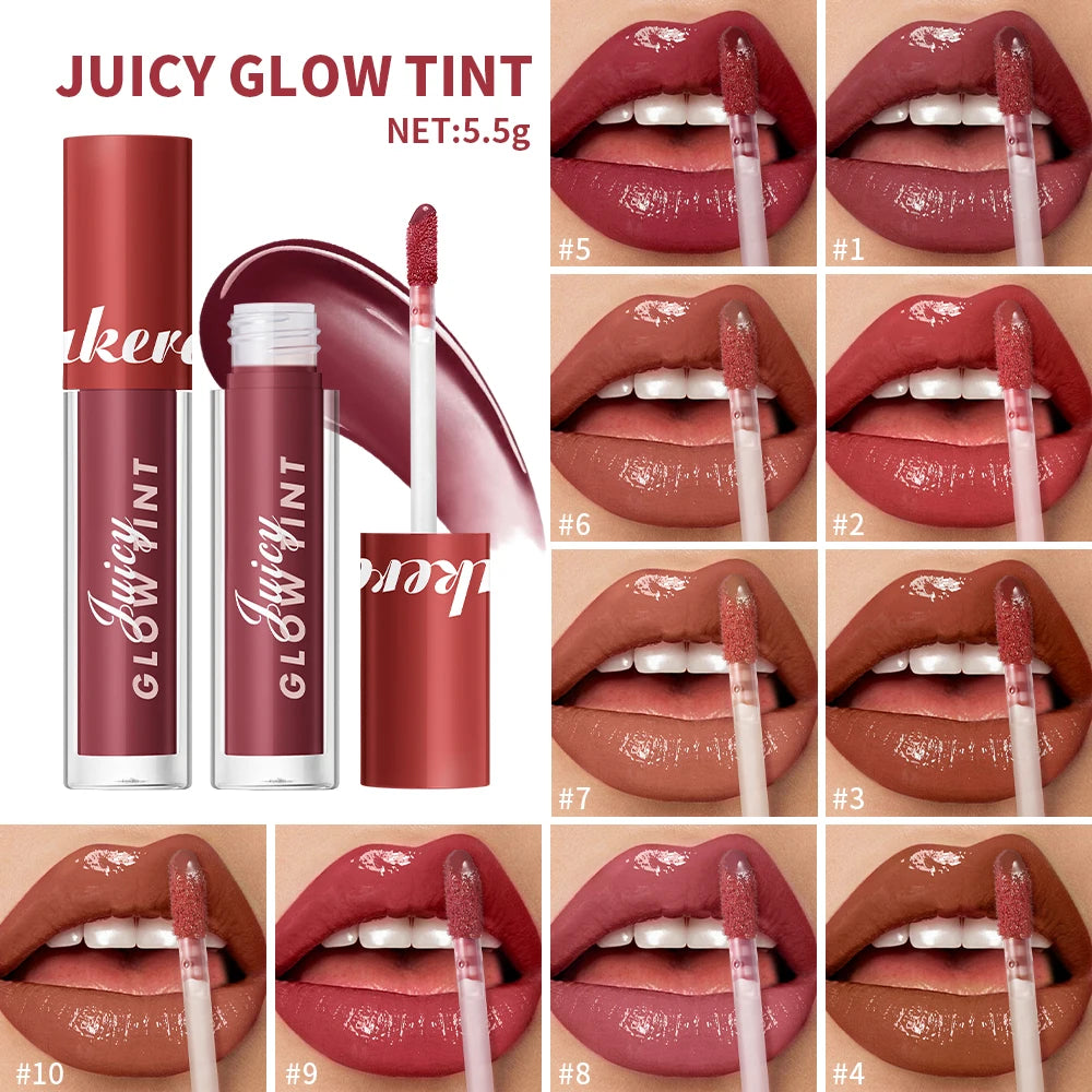 Mirror Lip Stain Lip Glaze Color Long Lasting Shiny Gloss Nude Lipstick Moisturizing Skin Brightening Cosmetics Lips Glosses Peaceful Pleasures Health and Wellness