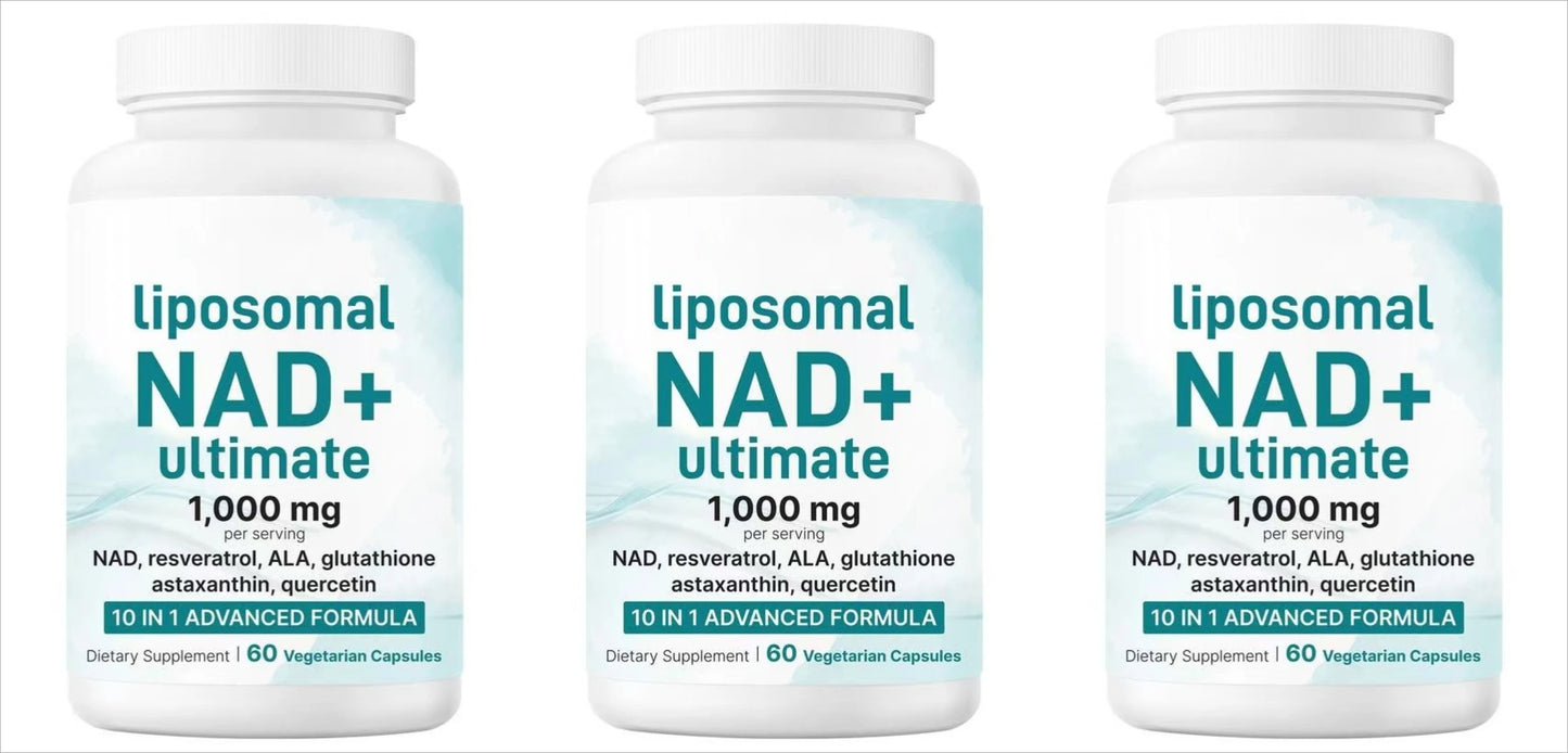 Liposomal NAD+ 1000mg 10-in-1 | Resveratrol & Glutathione – 60ct