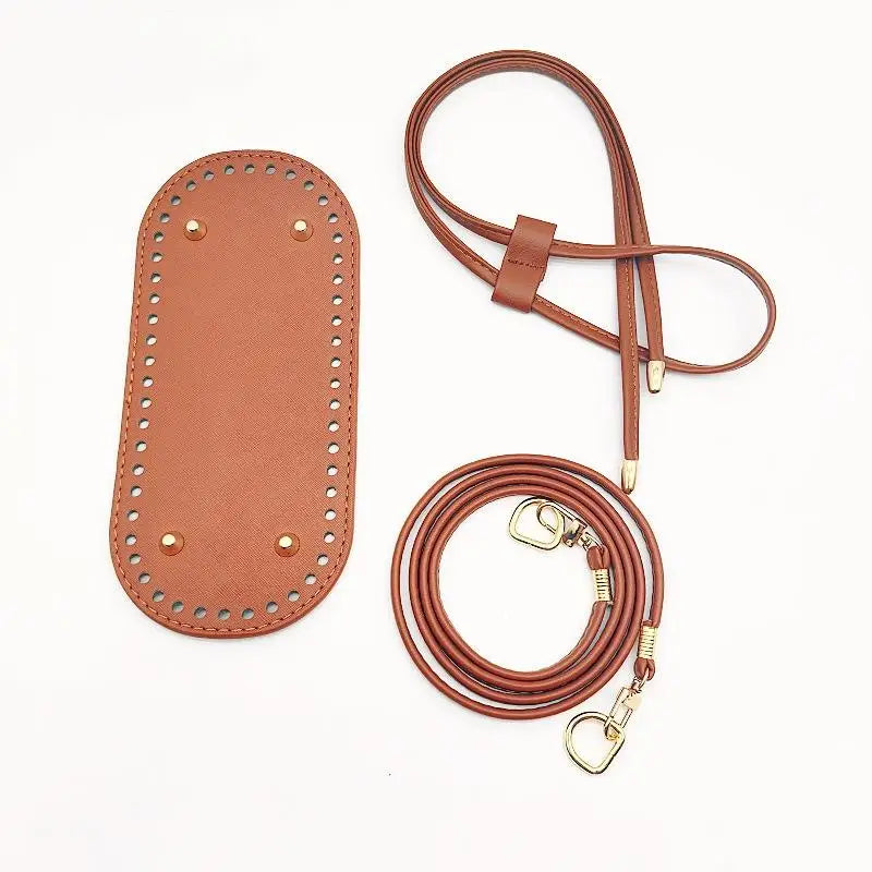 Crochet Handbag DIY Kit – PU Leather Bag Base, Strap & Chain
