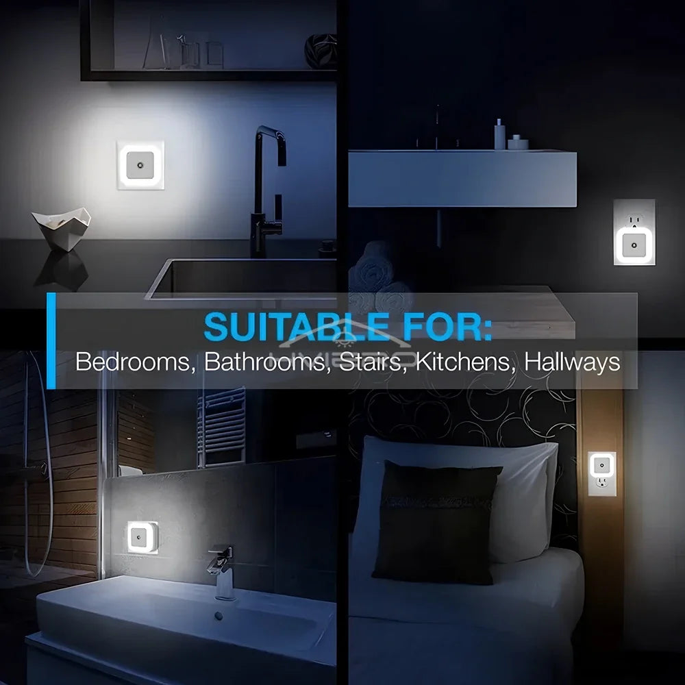 LED Motion Sensor Night Light | Plug-In Square Wall Lamp